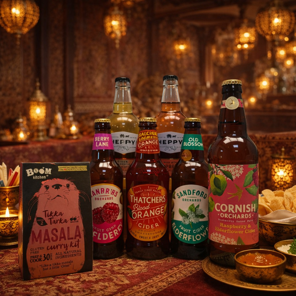 4 Light Fruit Ciders and a curry kit 4 Light Fruit Ciders and a curry kit