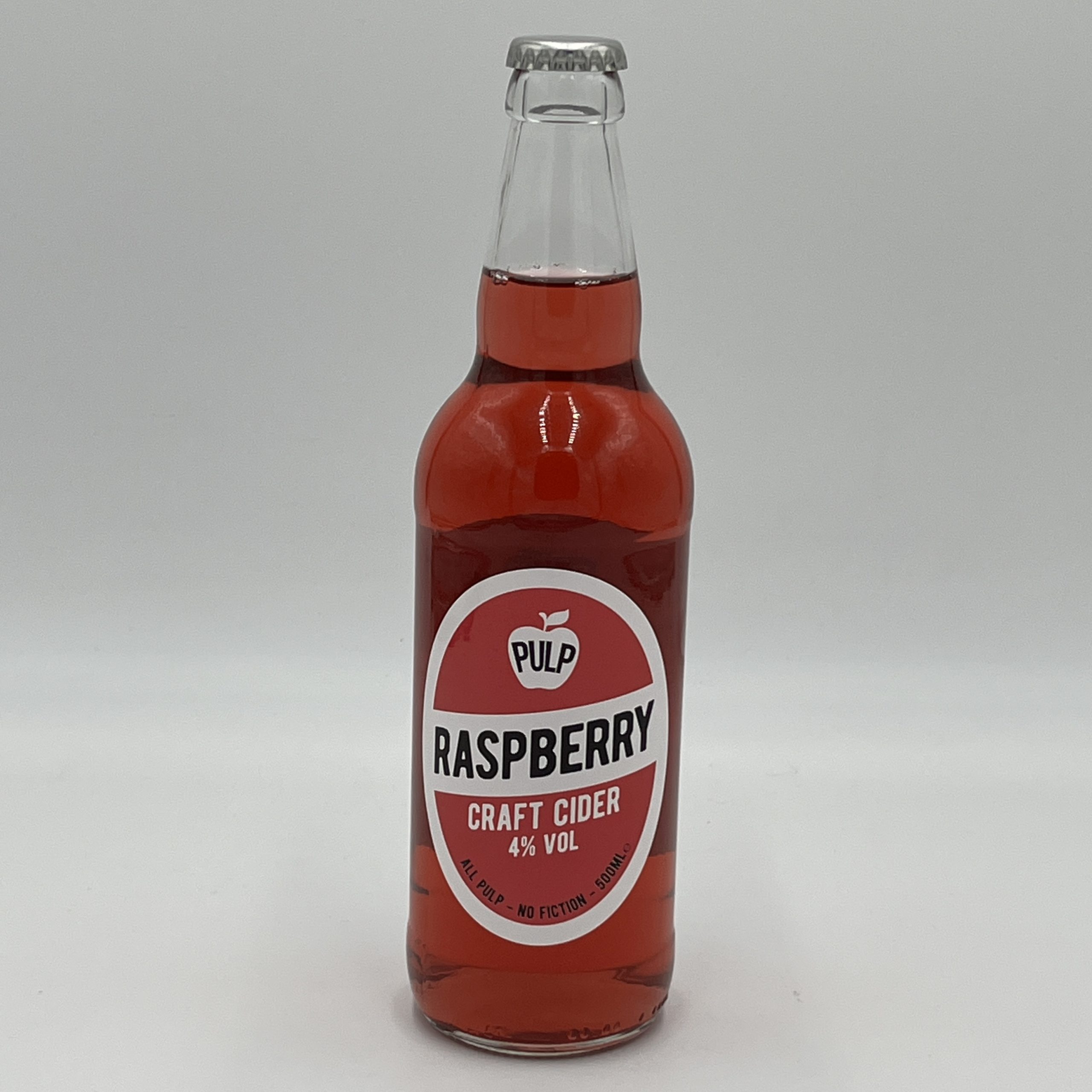 Pulp Raspberry Cider Fresh raspberry brings a lively bite, alluring aroma and vibrant colour to this apple cider. Light, refreshing and finished with bright berry character.